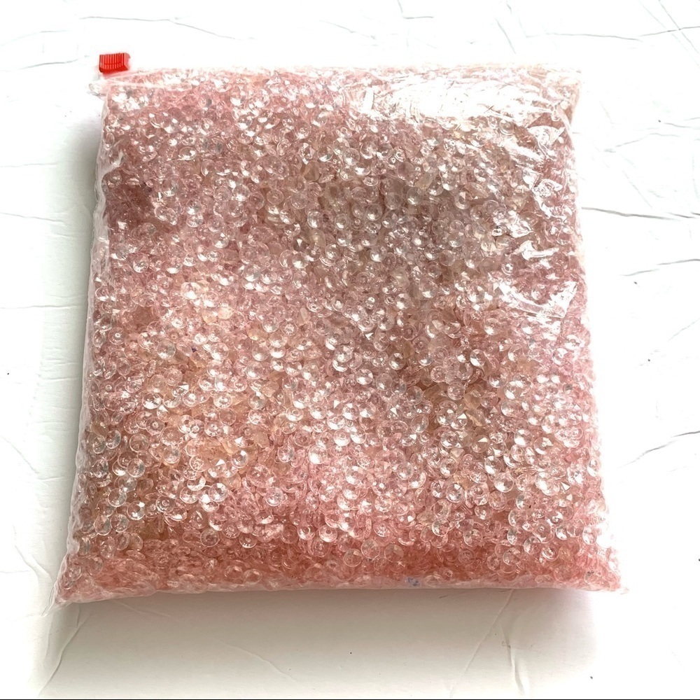 Light Pink Diamond Table Confetti Jewel Plastic Vase Filler, 1 Gallon Bag Full